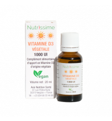 Vitamine D3 végétale - Huile - 1000 UI - Nutrissime
