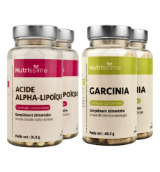 Protocole métabolique - Garcinia et Acide alpha lipoïque - 4 flacons