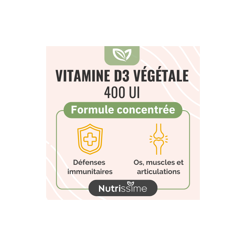 Achat Vitamine D3 végétale - 400 UI - Bienfaits