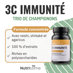 Achat 	3C IMMUNITÉ - Extraits de champignons - 60 gélules - caractéristiques
