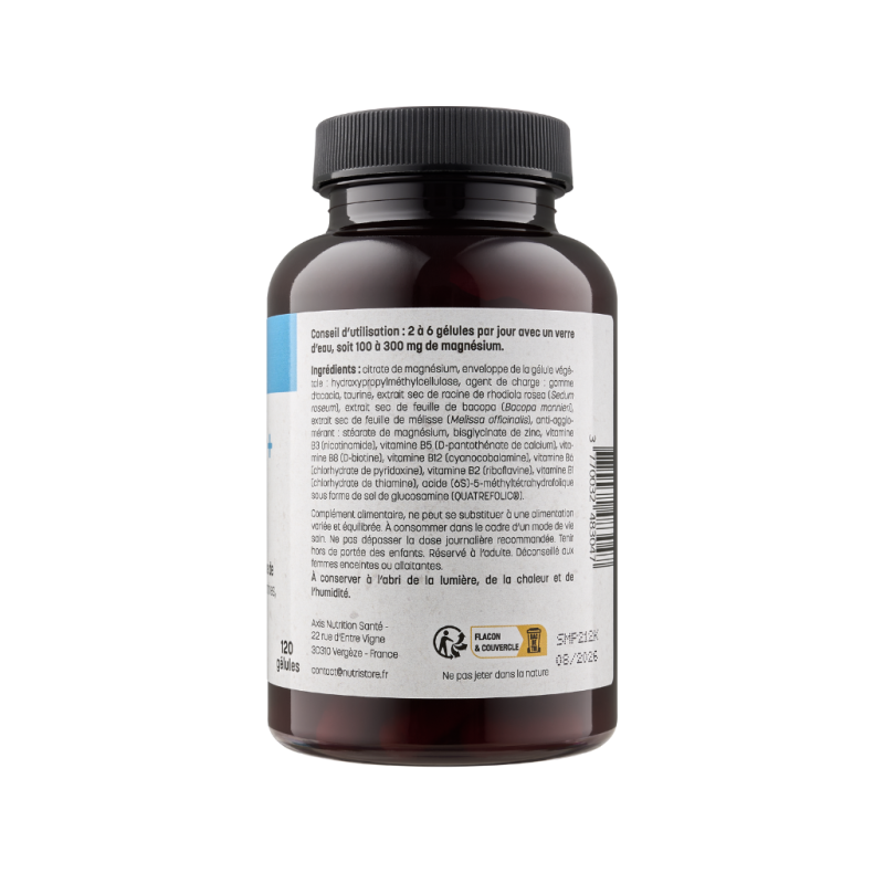 Achat Magnésium "Stress Mag +" GÉLULES - Nouvelle formule - Ingrédients