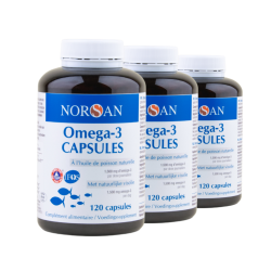 Achat Oméga-3 capsules NORSAN - 120 capsules - Lot de 3 flacons face