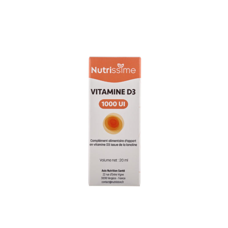 Achat Vitamine D3 1000 UI - Huile - face étui