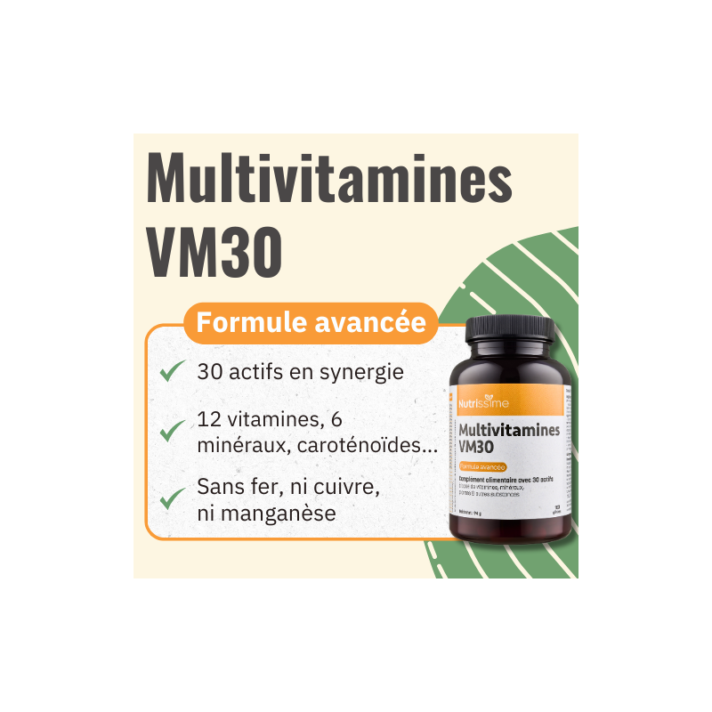 Achat 	Multivitamines VM30 - flacon seul - 150 gélules caractéristiquesnouv