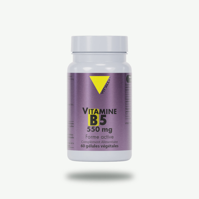 Vitamine B5 550 mg - 60 gélules végétales - Vitall+