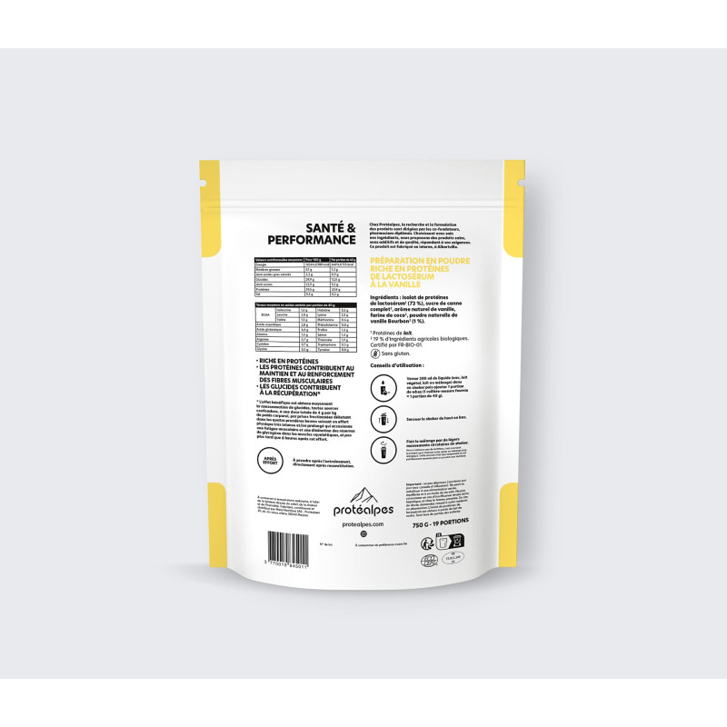 Achat Whey protéine goût vanille – Gamme classique verso