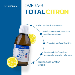 Achat Oméga-3 Total - Forme liquide goût citron - Lot de 3 flacons bienfaits