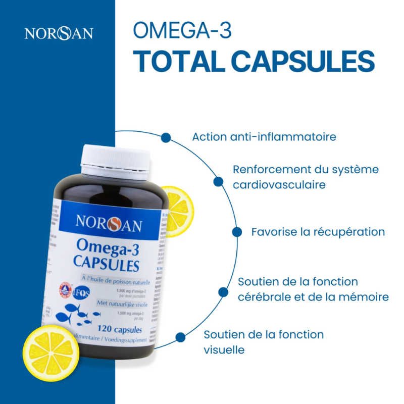 Oméga-3 capsules NORSAN - 120 capsules - bienfaits