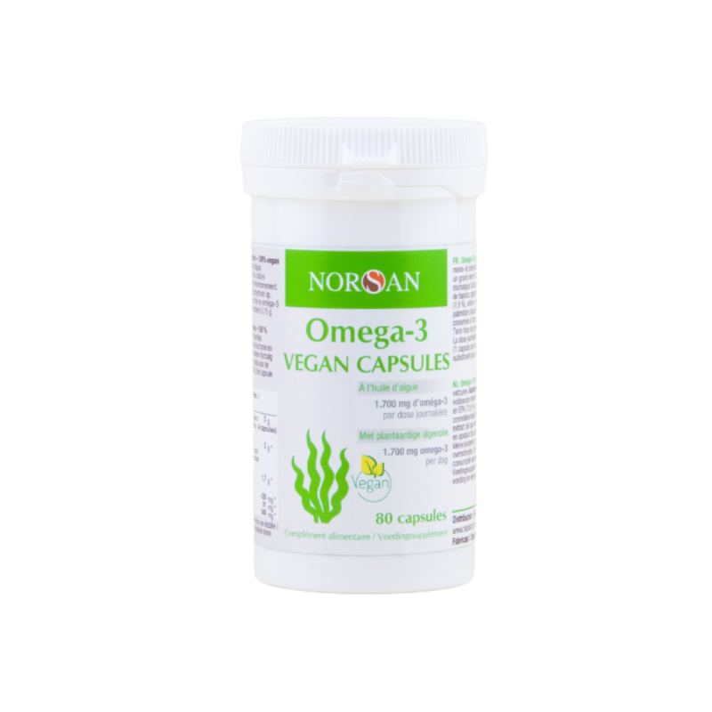 Achat Omega-3 Vegan Capsules NORSAN - 80 capsules - Flacon seul face