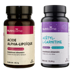Achat Protocole Énergie et Longévité - Acide Alpha Lipoique + Acétyl -L- Carnitine - 2 flacons