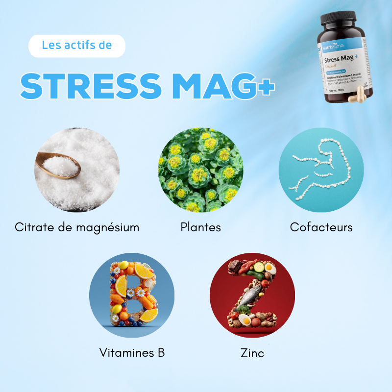 Complément Alimentaire Magnésium Stress Mag + |120 gélules│ Nutristore
