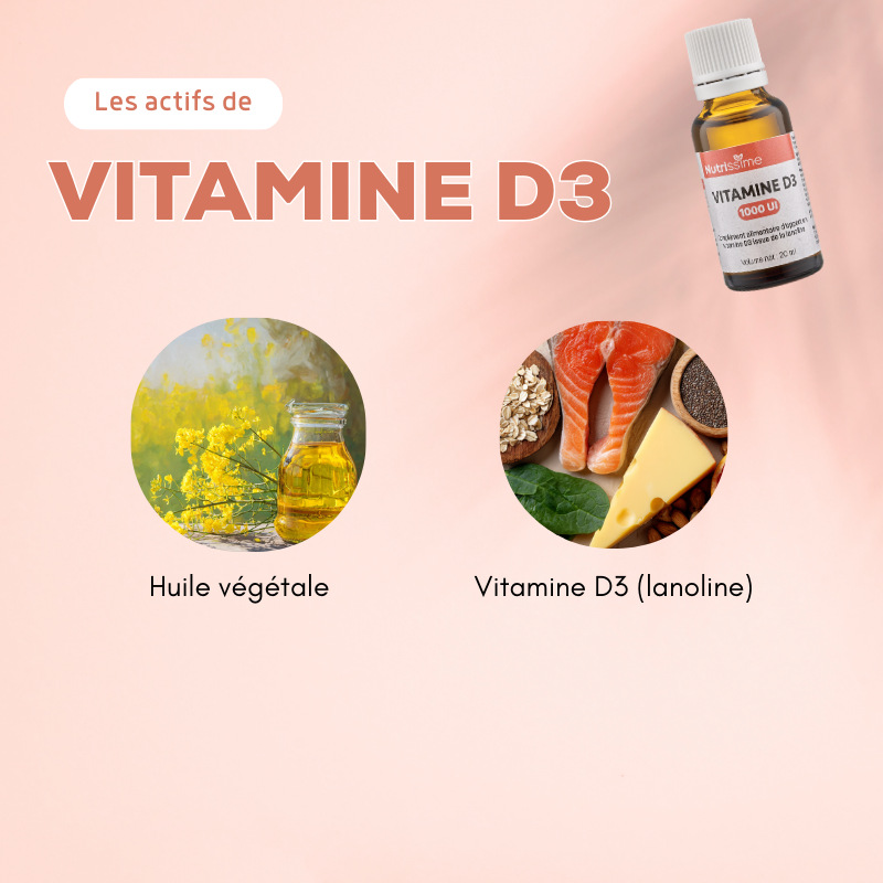 Achat Vitamine D3 1000 UI - Lot de 3 flacons - Nutrissime