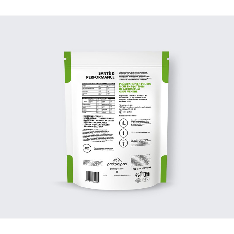 Achat Whey protéine goût menthe – Gamme classique - Protéalpes