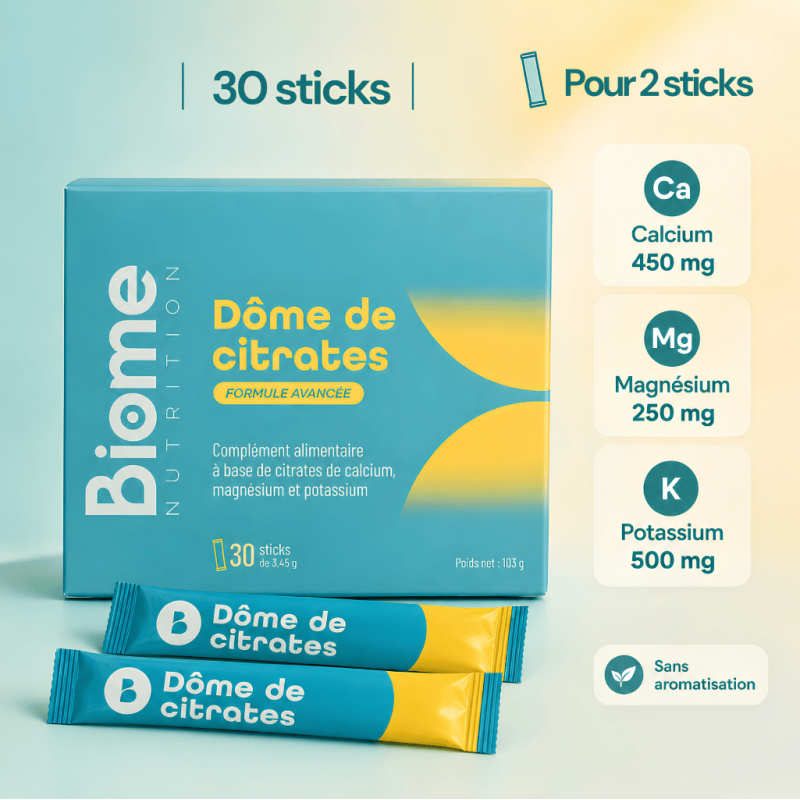 Achat Dôme de citrates - Calcium, magnésium et potassium citrates - 30 sticks