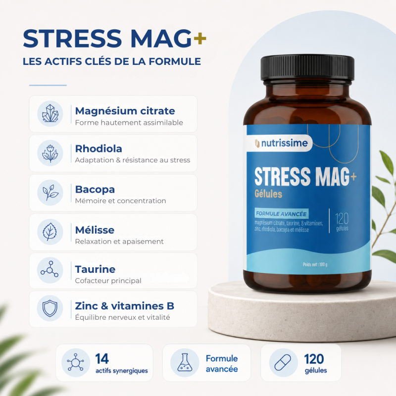 Achat Complément Alimentaire Magnésium Stress Mag + |120 gélules - Nutristore