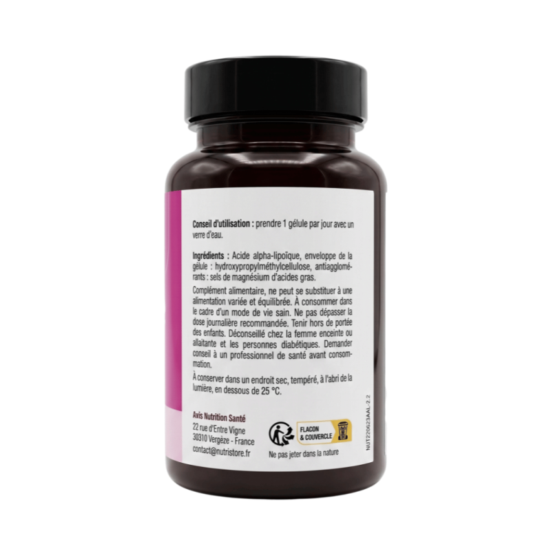 Acide alpha lipoïque - Formule concentrée - Flacon seul de 60 gélules