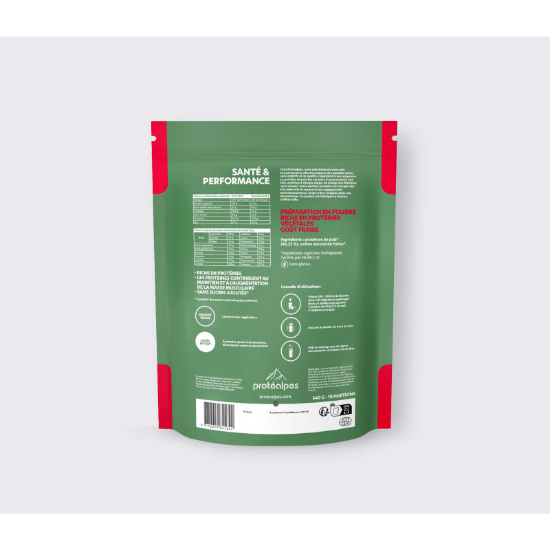 Achat Protéine végétale BIO goût fraise – Gamme sans sucres ajoutés - Lot de 3 sachets