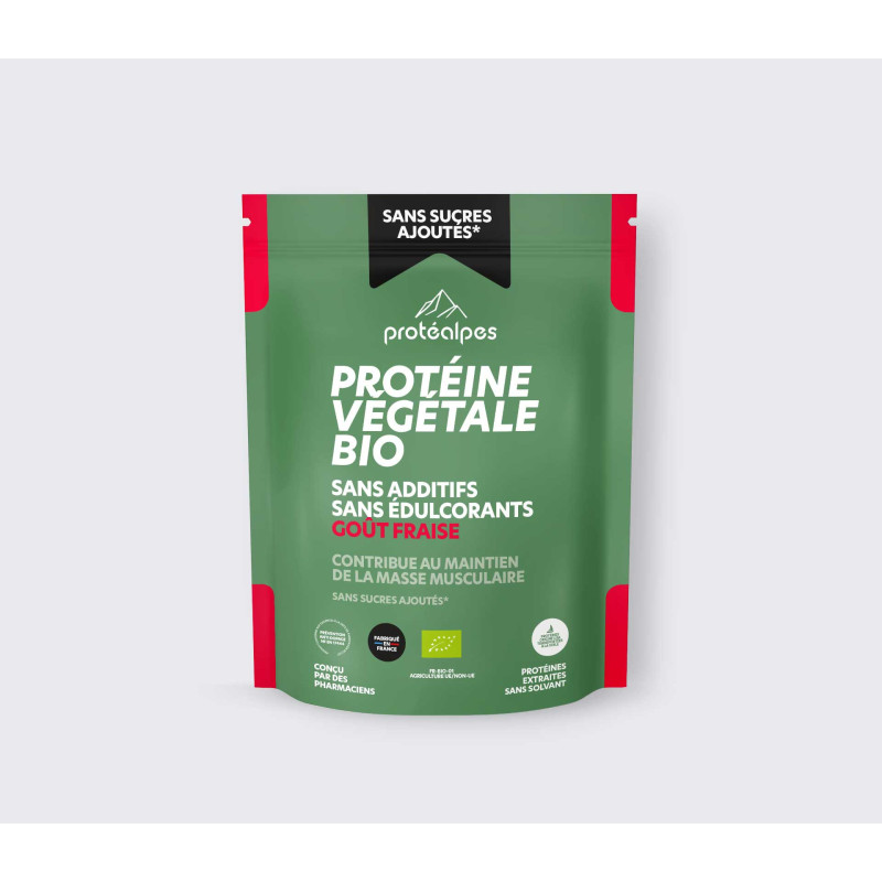Achat Protéine végétale BIO goût fraise – Gamme sans sucres ajoutés - Lot de 3 sachets