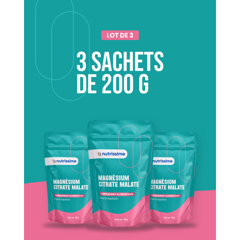 Achat Magnésium Citrate Malate -Lot de 3 flacons
