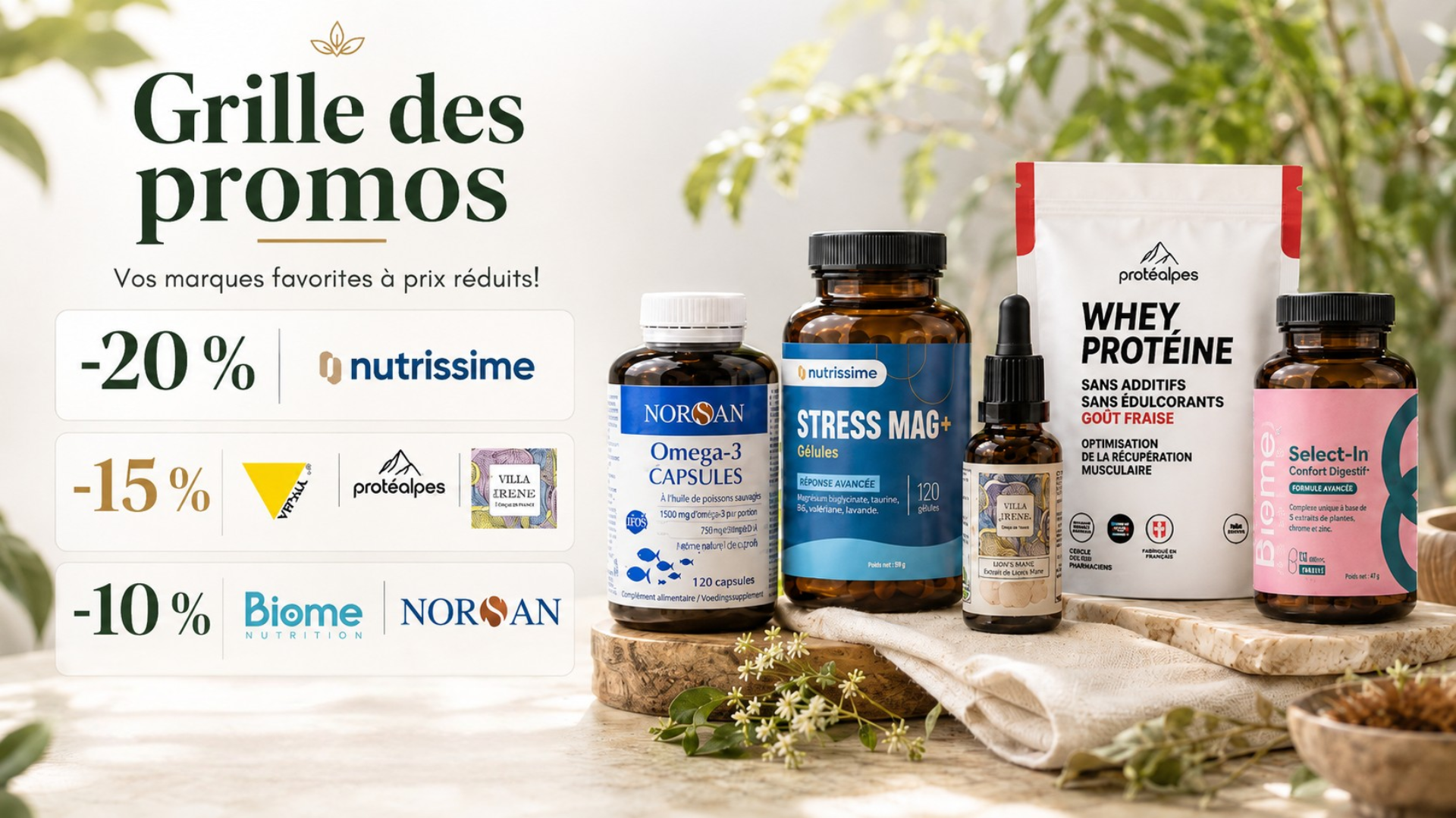 Jusqu'à -20 % sur tous nos compléments alimentaires